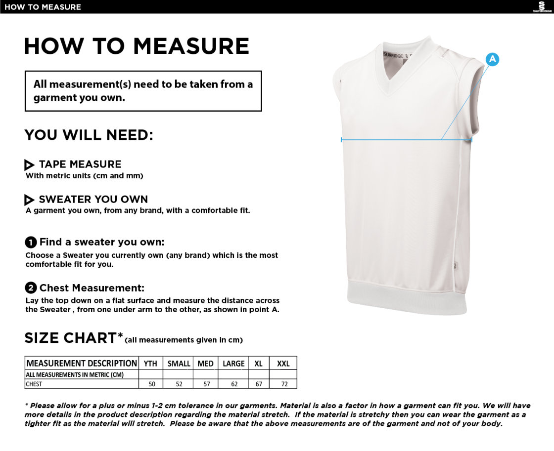 Slinfold CC - Curve Sleeveless Sweater - Size Guide