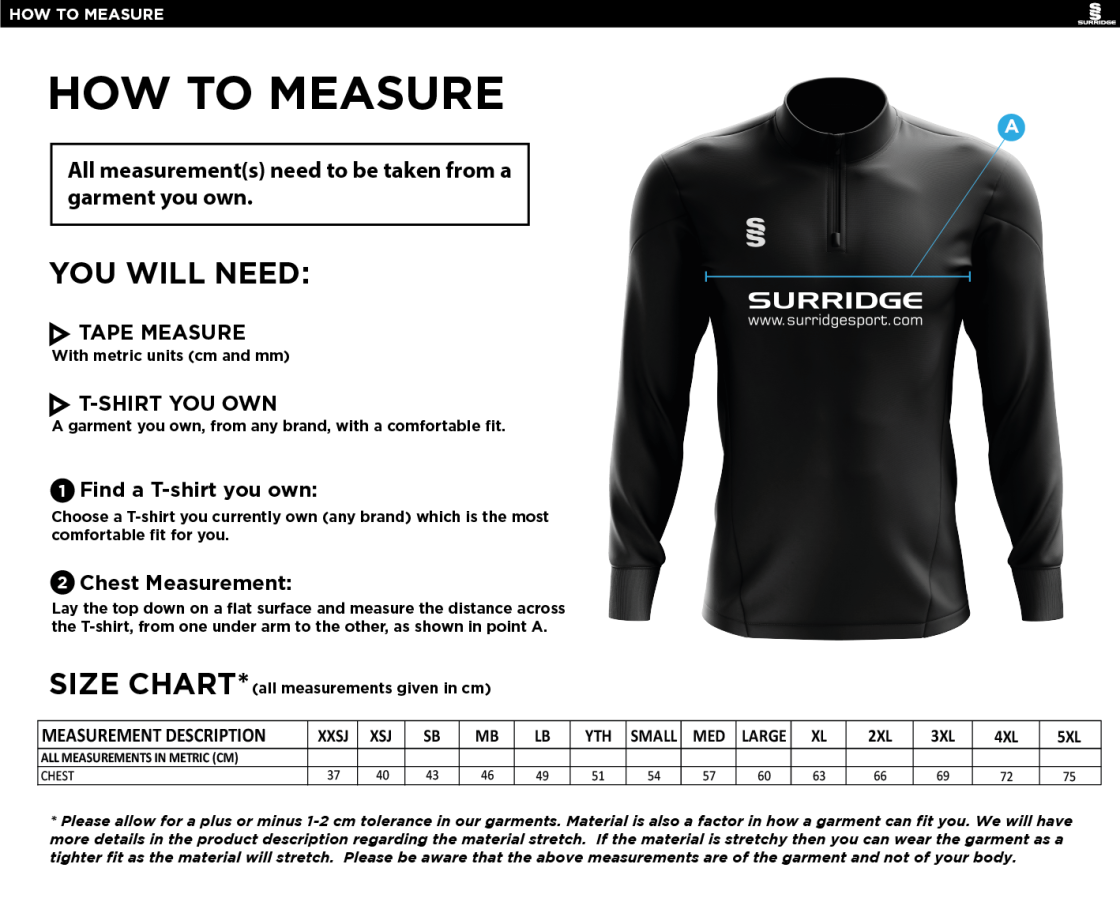 Slinfold CC - Blade Performance Top - Size Guide