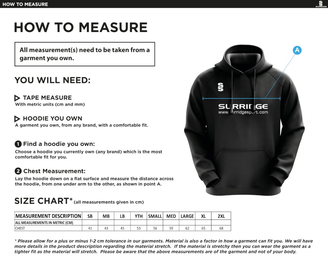 Slinfold CC - Blade Hoody - Size Guide