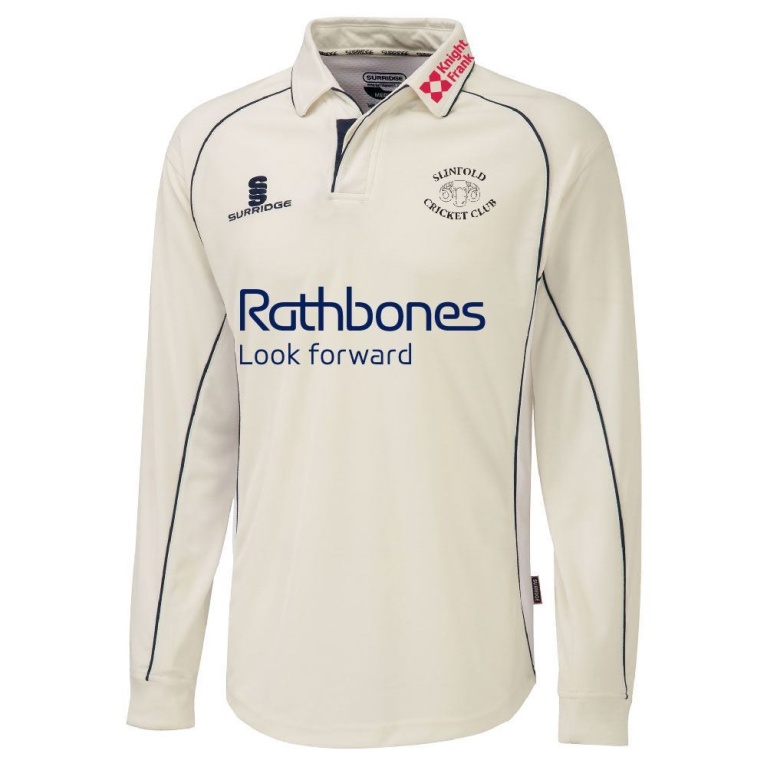 Slinfold CC - Premier Cricket Shirt - L/S Sleeve - Navy Trim