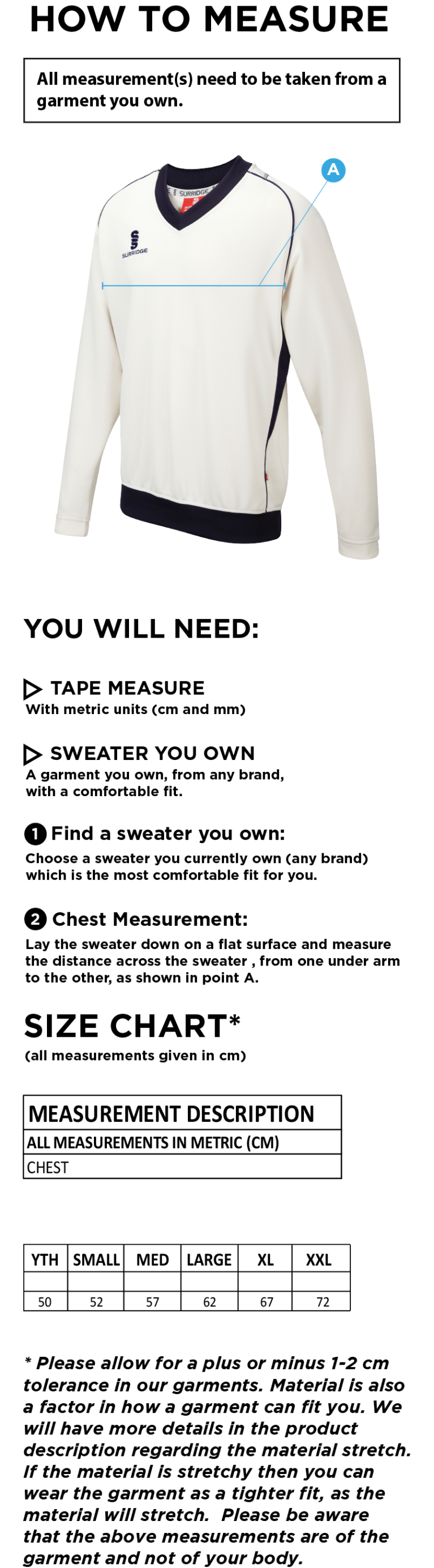 Slinfold CC - Curve Long Sleeve  Sweater - Size Guide
